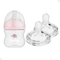 Kit Mamadeira Rosa 120ml C/ Bico De Mamadeira Easy Flow Fluxo 1 - Buba