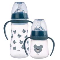 Kit Mamadeiras Com Alça Bico Redondo Em Silicone 150mL + 330mL Com Sistema Anticólica Plasútil