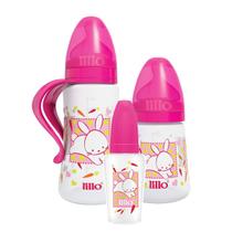 Kit Mamadeiras Design Lillo 3 pçs 50/180/300ml Rosa - Lillo