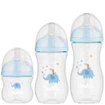 Kit Mamadeiras Easy Flow Elefante Azul Triplo Pack 120/270/330ml - Buba