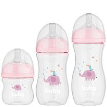 Kit Mamadeiras Easy Flow Elefante Rosa Triplo Pack 120/270/330ml - Buba