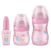 Kit Mamadeiras Lillo Evolution Primeiros Passos Rosa 50ml+120ml+260ml Kit Mamadeiras Lillo Evolution Primeiros Passos Rosa 50ml+120ml+260ml