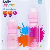 Kit Mamadeiras Lolly Clean Silicone Redondo Rosa 220ml e 120ml - 2 Unidades
