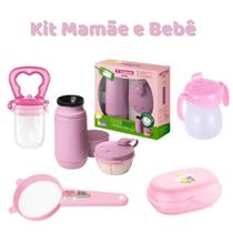 Kit Mamãe Bebe Garrafa Termica + Alimentador + Copo + Peneira + Porta Sabonete