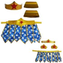 Kit mamãe e filha mulher maravilha mãe e filha pingo de gente guerreira feminina carnaval fantasia