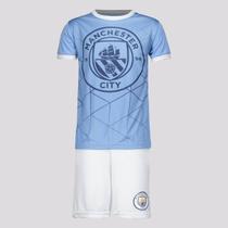 Kit Manchester City Maine Juvenil Azul Celeste e Branco