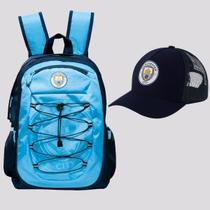 Kit Manchester City Mochila Esportiva e Boné Trucker