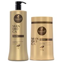 Kit Mandioca Haskell Shampoo 1 Litro e Máscara 900g Cabelos Fracos e Opacos