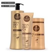 Kit Mandioca Haskell Shampoo 1 Litro + Máscara 900g + Leave In