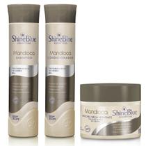 Kit Mandioca Shine Blue Shampoo Condicionador Máscara