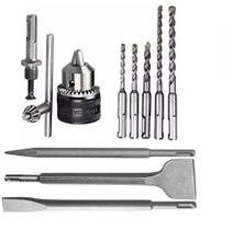 Kit Mandril Adaptador Sds 5 Brocas Ponteira E 2 Talhadeiras