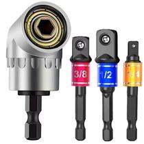 Kit Mandril Angular Adaptador De Soquete Aço Crv 1/4 3/8 1/2