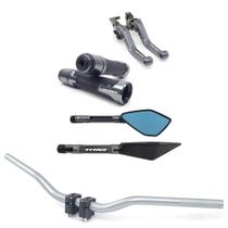 Kit Manete Manopla Guidão Retrovisor Titan Gravado a laser