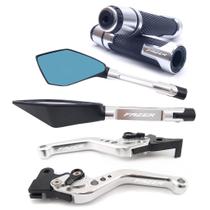 Kit Manete Manopla Retrovisor Fazer 150 Ubs Gravado a laser