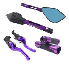 Kit Manete Retrovisor Esportivo Lander 250 Gravado A Laser