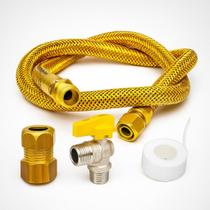 Kit Mangueira Cobre 3 metros Registro Adaptador Gás Cooktop