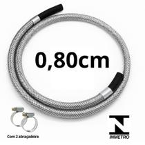 Kit Mangueira de Gás Revestida 0,80cm 2 Abraçadeira