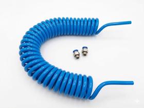 Kit Mangueira Espiral Pneumática PU 8mm x 10 Metros com 2 Conexões Kit Mangueira Espiral Pneumática PU 8mm x 10 Metros com 2 Conexões