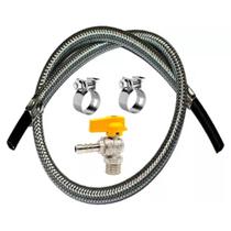 Kit Mangueira Flexível Gas 2,00m + Registro Bico Fogão Cook