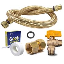 Kit Mangueira Gás GLP GN Latão Cobre NBR14177 2m Fogão Dako