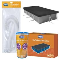 Kit Mangueira para Reposicao de Filtro + Refil Filtro Tipo Iii + Capa 6200l ( Piscina Nao Inclusa ) Mor