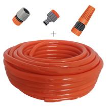 Kit mangueira siliconada para jardim laranja 30m com engate rapido e esguicho rosqueavel tramontina