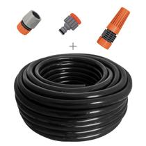 Kit mangueira siliconada para jardim preta 25m com engate rapido e esguicho rosqueavel tramontina