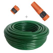 Kit mangueira siliconada resistente ao sol 30m flexivel para jardim verde com esguicho e engate rosqueavel tramontina