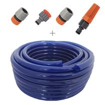 Kit mangueira siliconada resistente ao sol para jardim azul 30m com esguicho e engate rapido tramontina