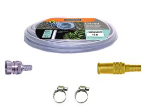 Kit Mangueira Transparente 10 M Esguicho Engate Abraçadeiras