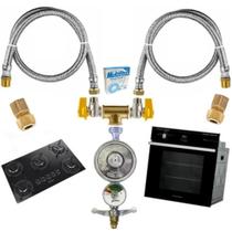 Kit Mangueiras Aço Instalação Cooktop Forno Gás Botijão Glp Kit Mangueiras Aço Instalação Cooktop Forno Gás Botijão Glp