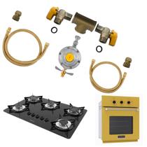 Kit Mangueiras Cobre 1,00m + Regulador Cooktop Forno Gás Glp