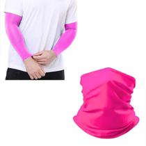 Kit Manguito Compressão Proteção Solar Cobre Braço Bandana Tubular Cobre Rosto Protege Rosto Uv 50 Frio Sereno Sol Marca Sigma