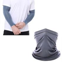 Kit Manguito Compressão Proteção Solar Cobre Braço Bandana Tubular Cobre Rosto Protege Rosto Uv 50 Frio Sereno Sol Marca Sigma