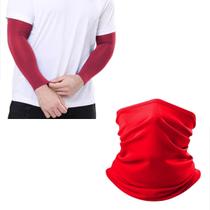 Kit Manguito Compressão Proteção Solar Cobre Braço Bandana Tubular Cobre Rosto Protege Rosto Uv 50 Frio Sereno Sol Marca Sigma