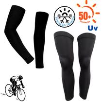 Kit Manguito Pernito Proteção Termica Uv 50+ Ciclismo Bike Segunda Pele Maga Longa Bicicleta Corrida