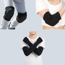 Kit Manguito Proteção UV50 Manga Longa Joelheira Juvenil Infantil Antiimpacto Vôlei Futsal Handball