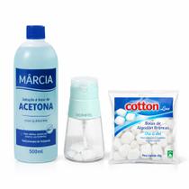 KIT Manicure 1 pacote de algodão Cotton 40 h+ 1 dosador 180 ML+ 1 solução a Base de acetona 500 ML KIT Manicure 1 pacote de algodão Cotton 40 h+ 1 dosador 180 ML+ 1 solução a Base de acetona 500 ML