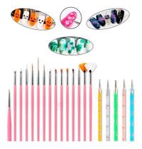 Kit Manicure 15 Pincéis + 10 Boleadores Em 5 Pincéis Oferta - oem