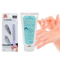 Kit Manicure 2 Cortadores de Unha + Lixa e Creme Hidratante para as Mãos Auto Cuidado