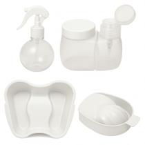 Kit Manicure 4 Peças Bacia Mãos, Bacia Pés, Pulverizador e Dosador