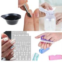 Kit Manicure 6 Peças Escova Espatula Porta Acetona Pote - JW SHOP