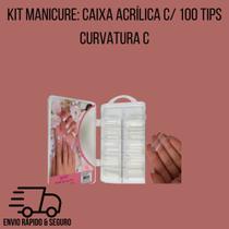 Kit Manicure: Caixa Acrílica c/ 100 Tips Curvatura C