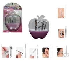 Kit Manicure com 7 peças diferentes e Uteis Estojo Maçã