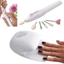 Kit manicure com cabine estufa led uv secador lixadeira eletrica seca e modela unhas