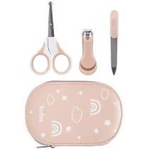 Kit Manicure Com Estojo Infantil Bebê Buba Rosa Tesoura Lixa Cortador