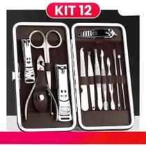 Kit Manicure Cortador de Unha Completo Aço Inoxidável Prático 12 Peças - Enviamos no mesmo dia