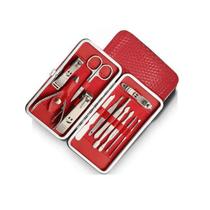 Kit Manicure e Pedicure em aço inoxidável 12 peças com um lindo estojo vermelho Design moderno - Vacheron do Brasil