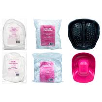 Kit Manicure e Pedicure Luvas Botas Protetores Bacias Kit Manicure e Pedicure Luvas Botas Protetores Bacias