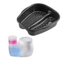 Kit Manicure e Pedicure Porta Acetona e Algodão + Bacia Pés Salão de Beleza Cores Dompel - Preto Kit Manicure e Pedicure Porta Acetona e Algodão + Bacia Pés Salão de Beleza Cores Dompel - Preto